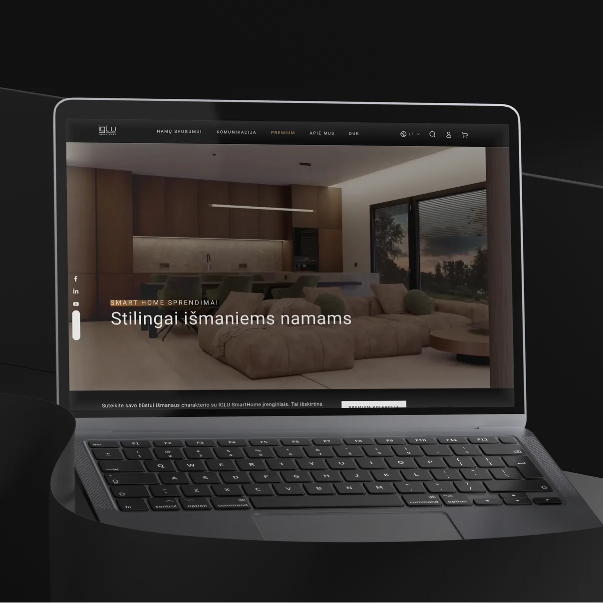 IGLU SmartHome el. parduotuvės pradinis puslapis nešiojamo kompiuterio ekrane